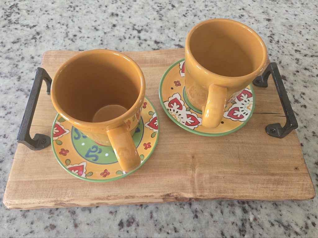 Rustic Coffee-Stained Wood Tray / Charcuterie Board