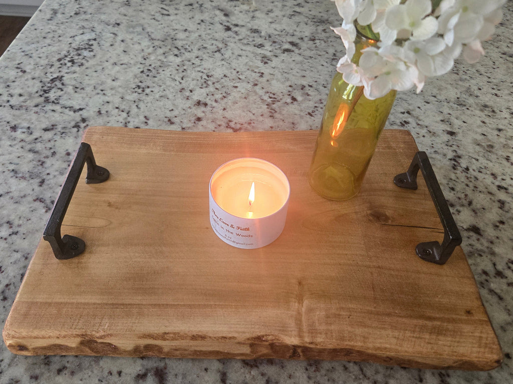 Rustic Coffee-Stained Wood Tray / Charcuterie Board