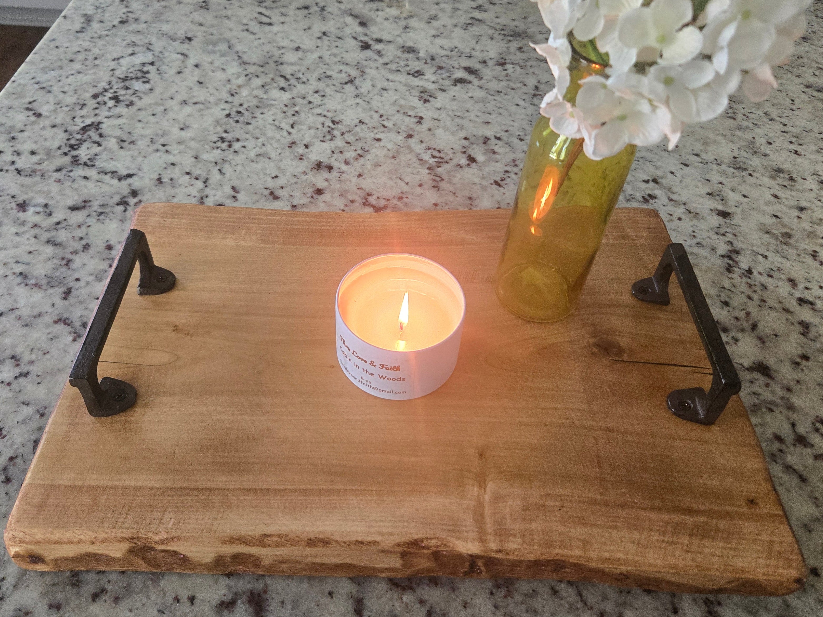 Rustic Coffee-Stained Wood Tray / Charcuterie Board