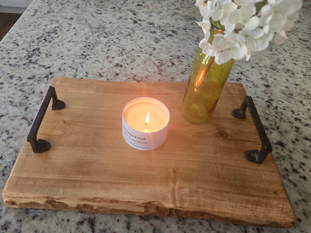 Rustic Coffee-Stained Wood Tray / Charcuterie Board