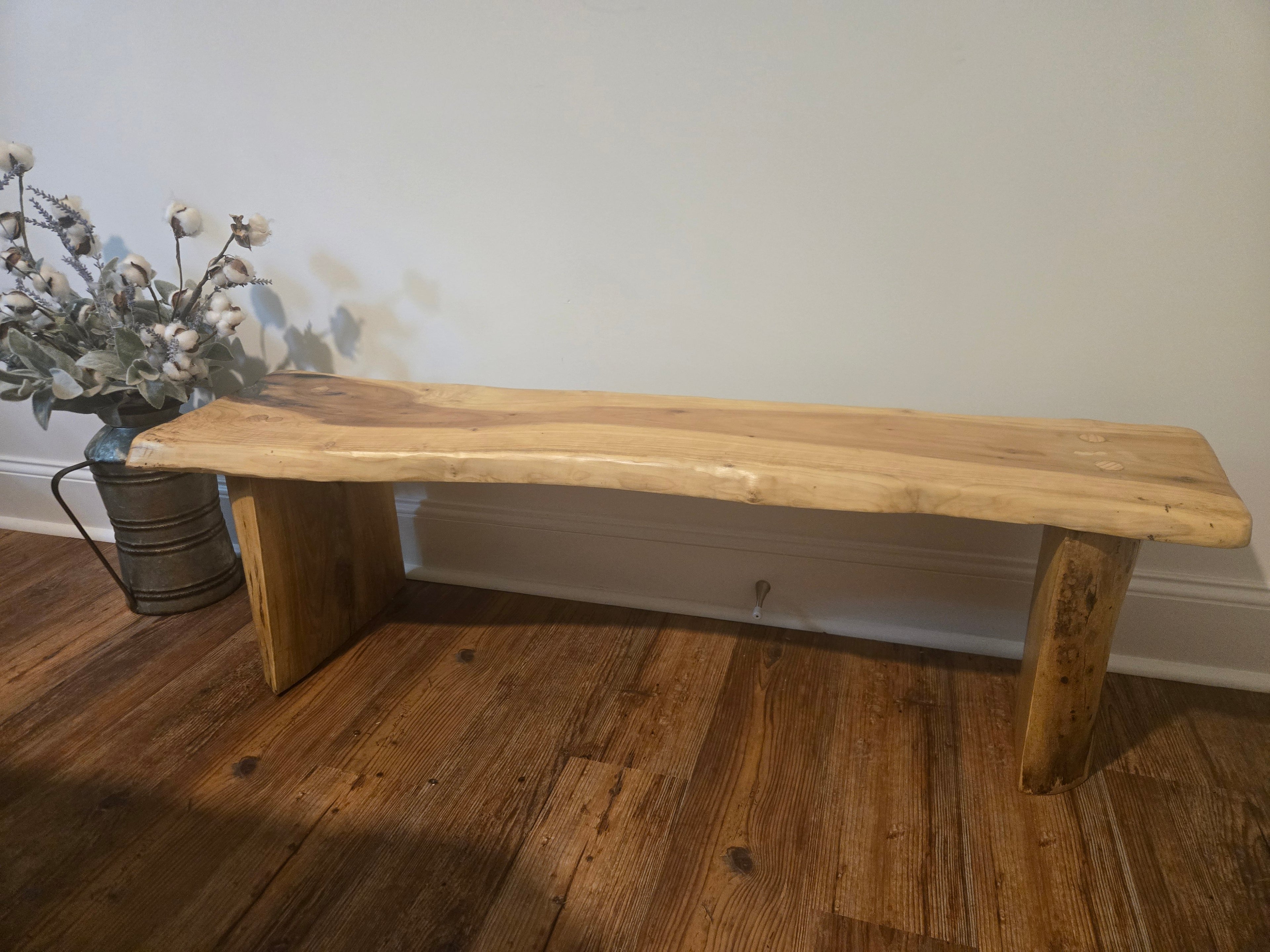 Handcrafted Live Edge Low Bench