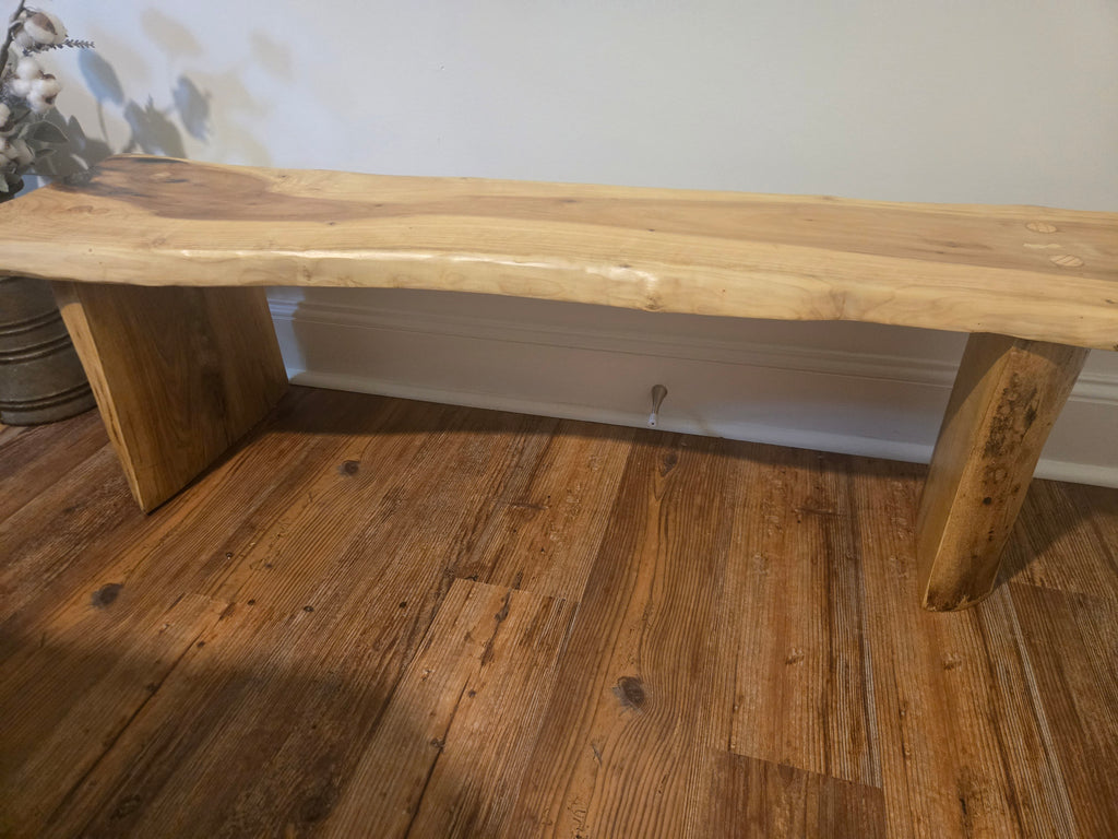 Handcrafted Live Edge Low Bench