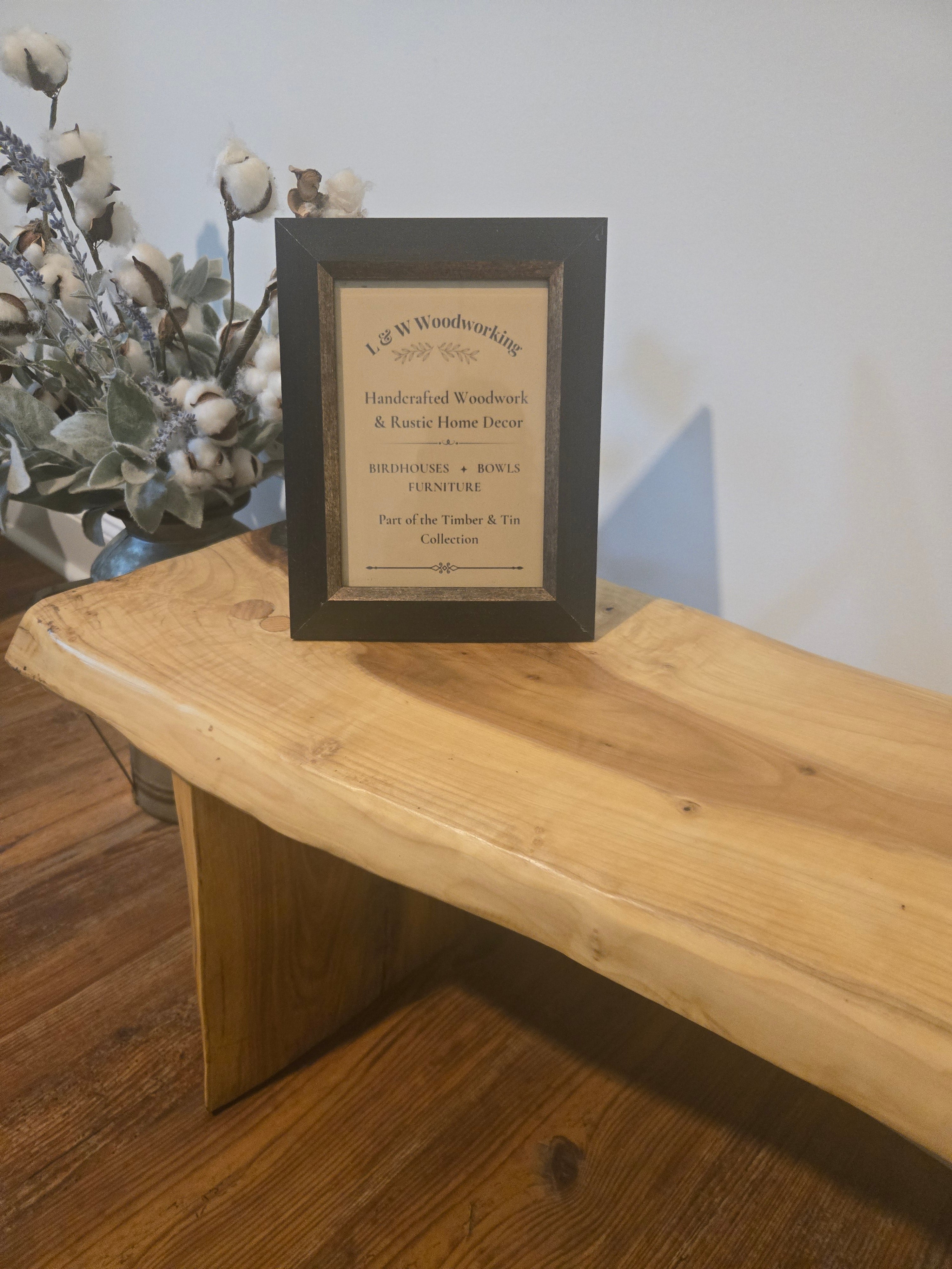 Handcrafted Live Edge Low Bench
