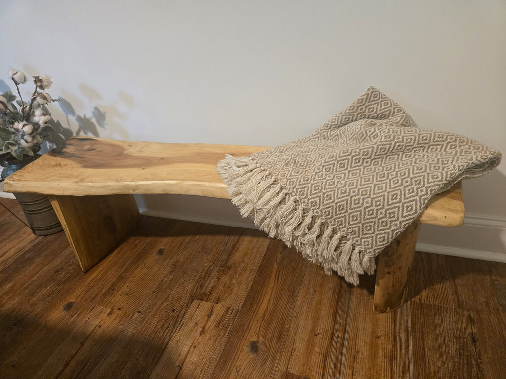 Handcrafted Live Edge Low Bench