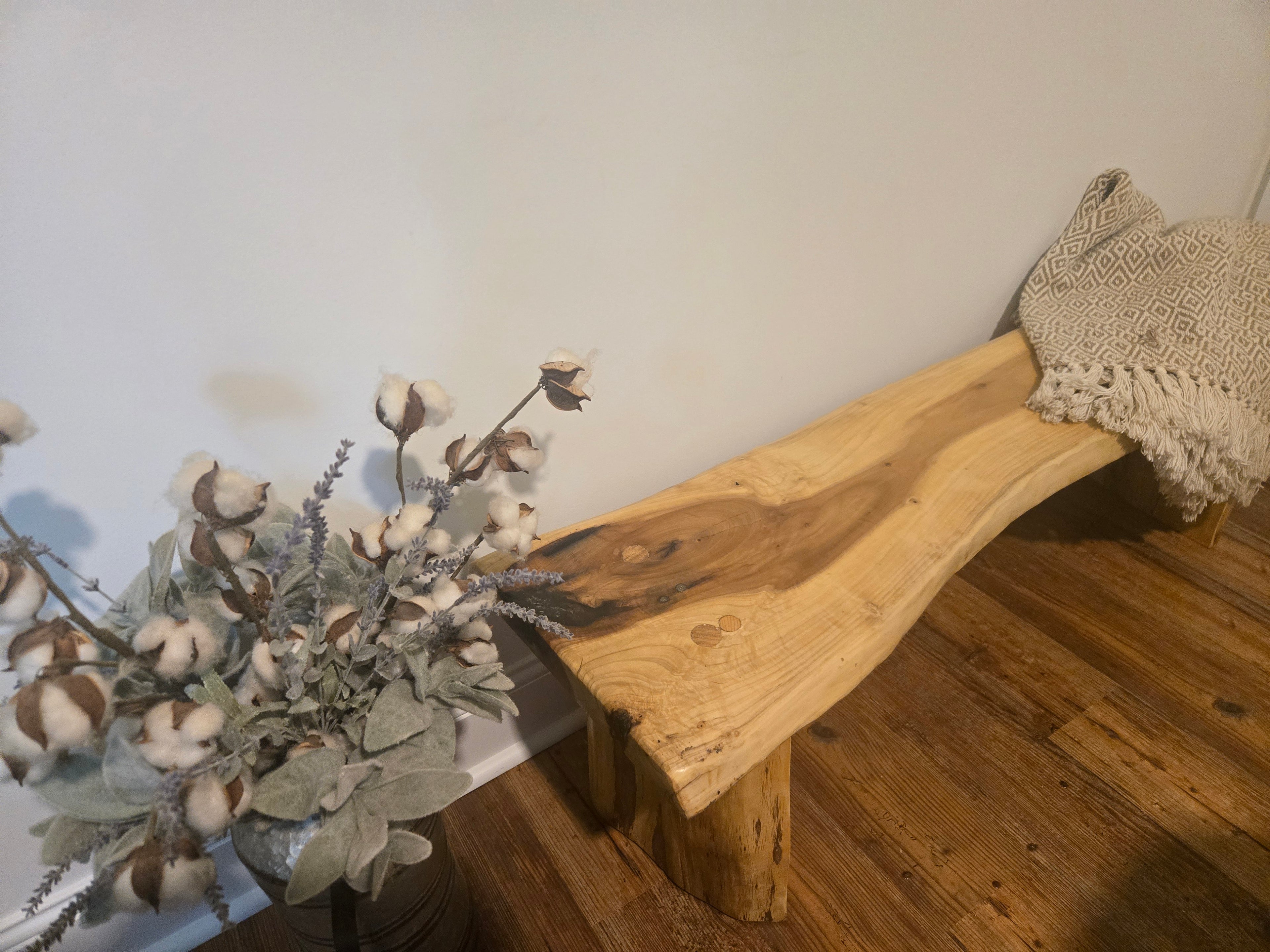 Handcrafted Live Edge Low Bench