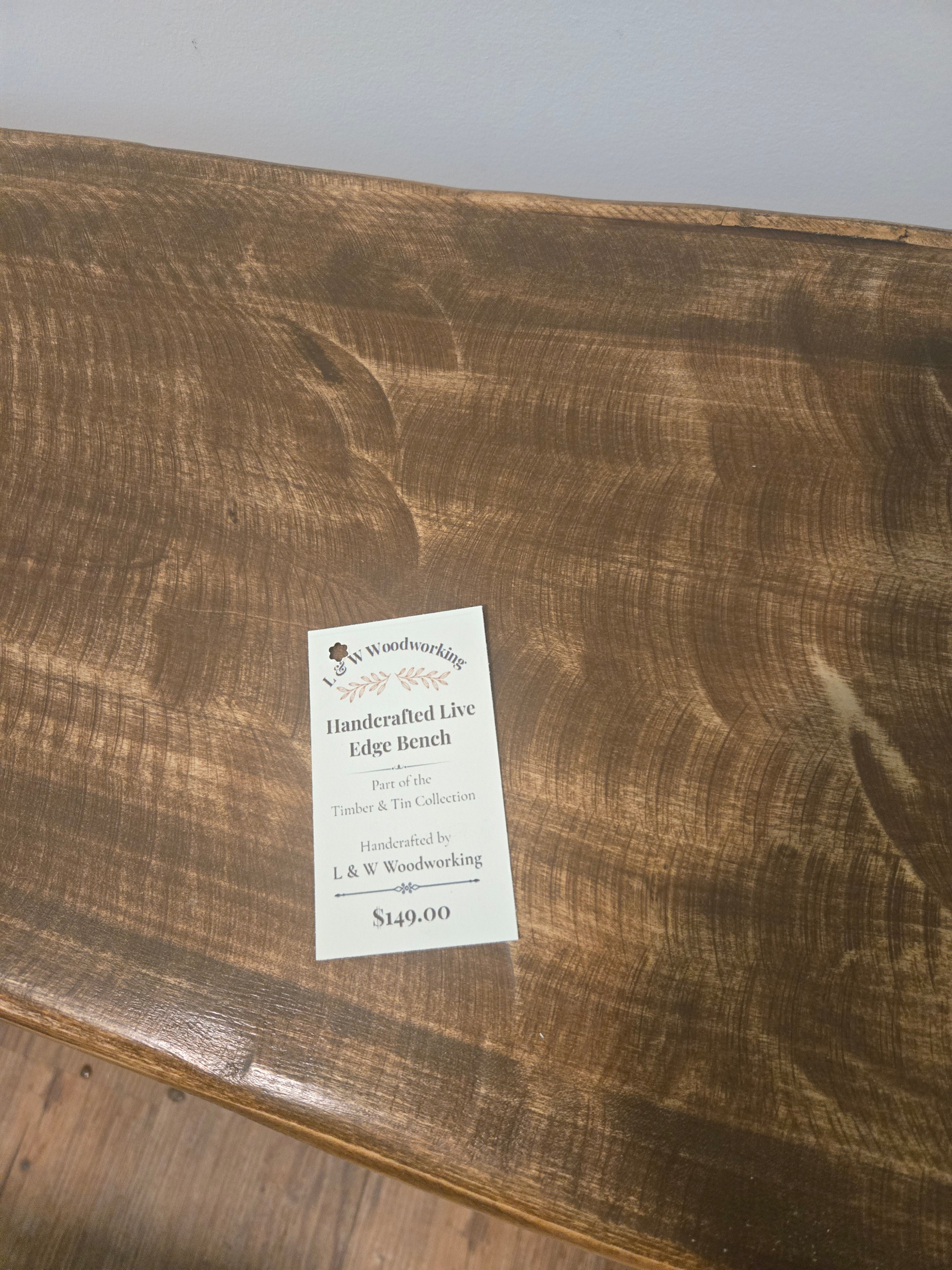Handcrafted Live Edge Bench