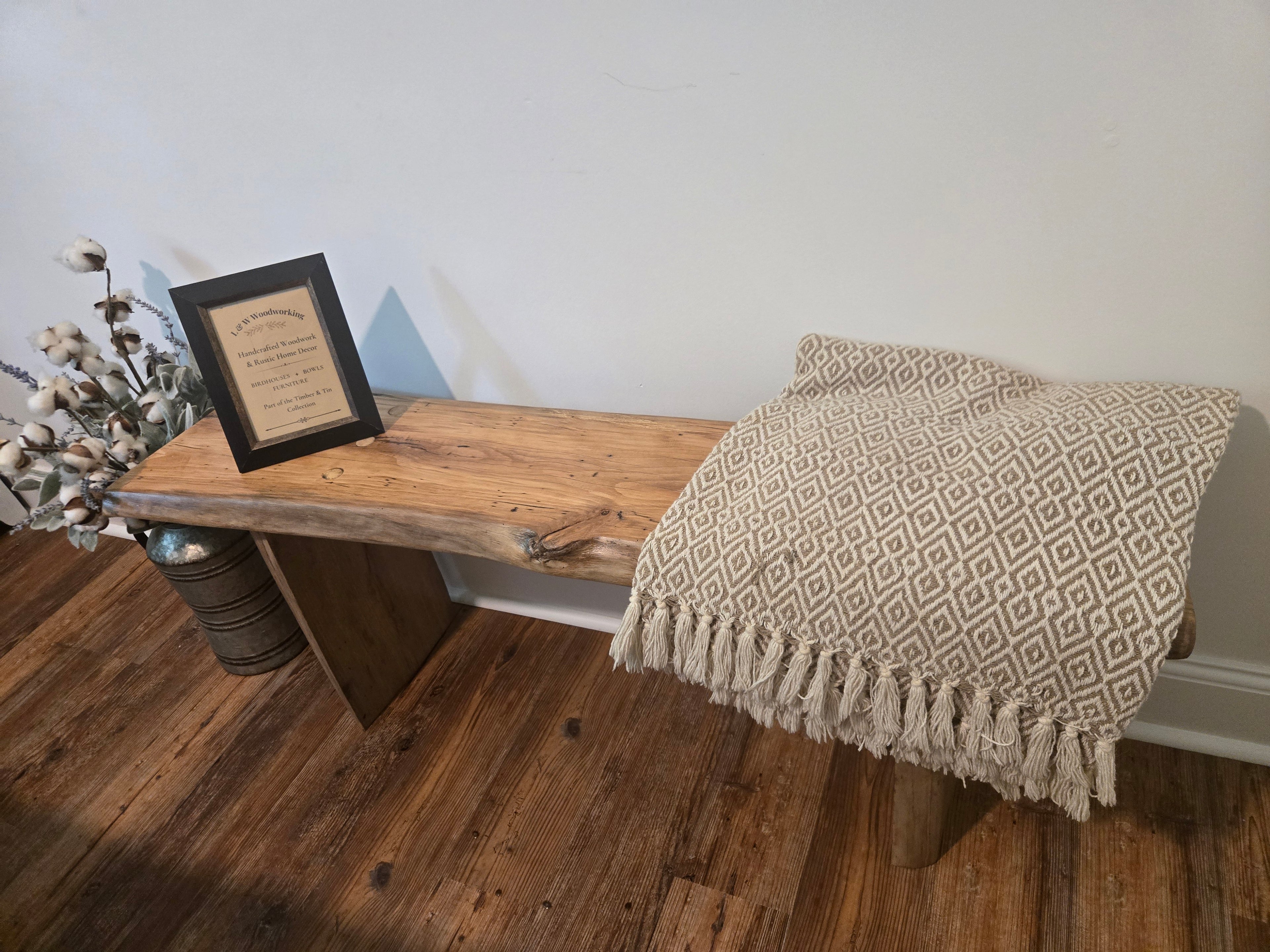 Handcrafted Live Edge Bench