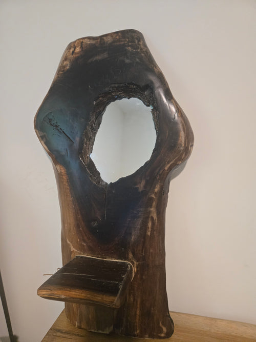 Black Walnut Mirror with Shelf
