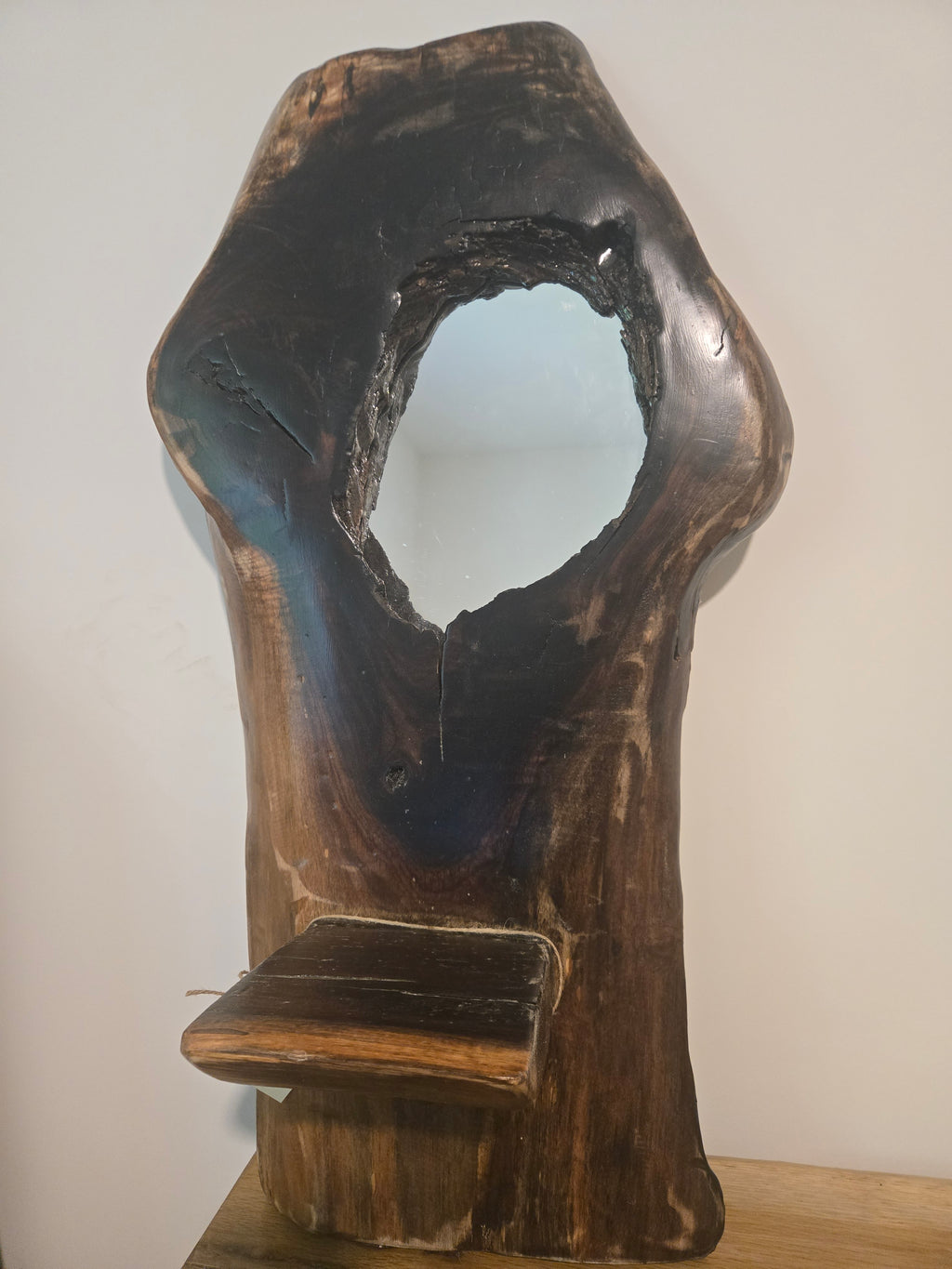 Black Walnut Mirror with Shelf