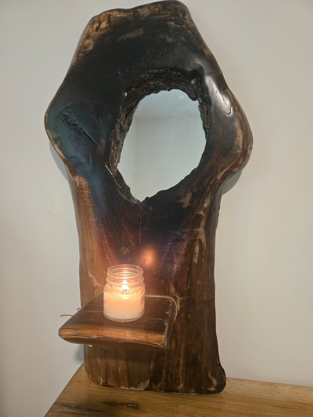 Black Walnut Mirror with Shelf