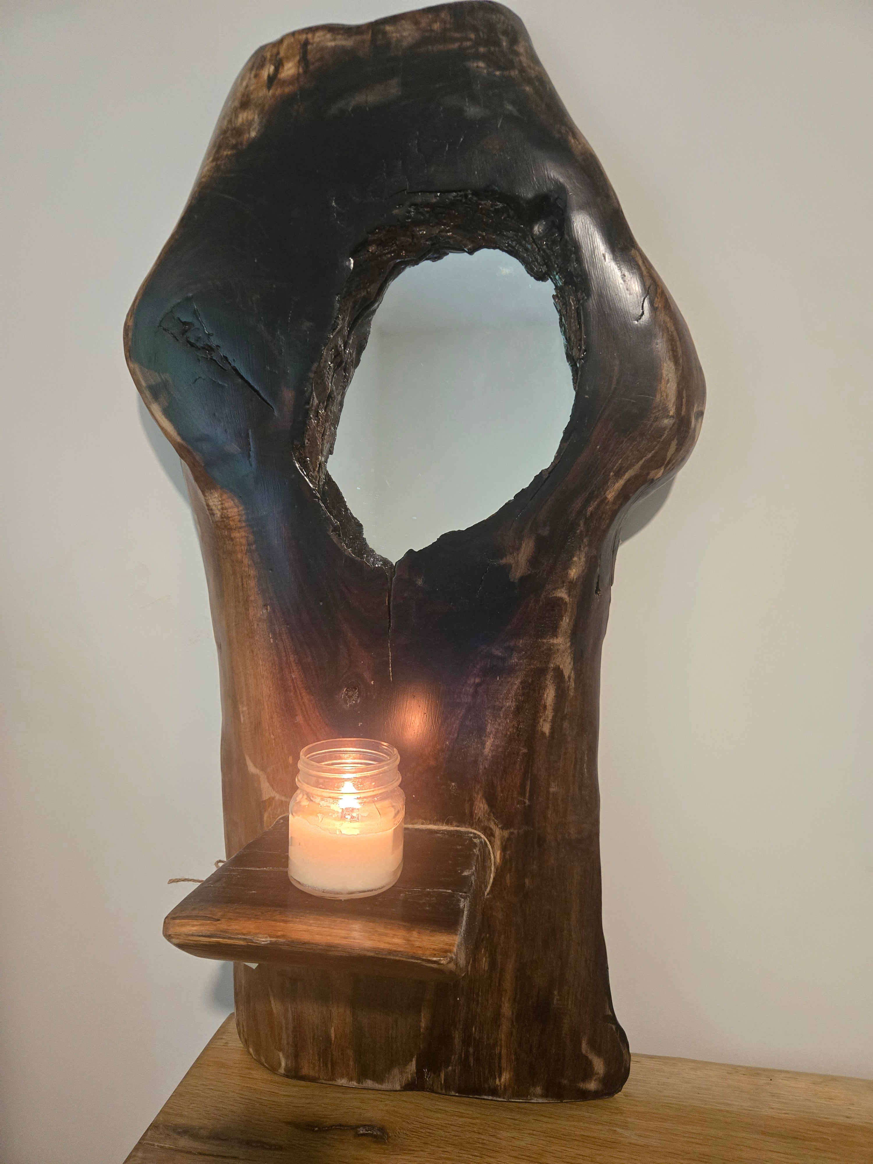 Black Walnut Mirror with Shelf