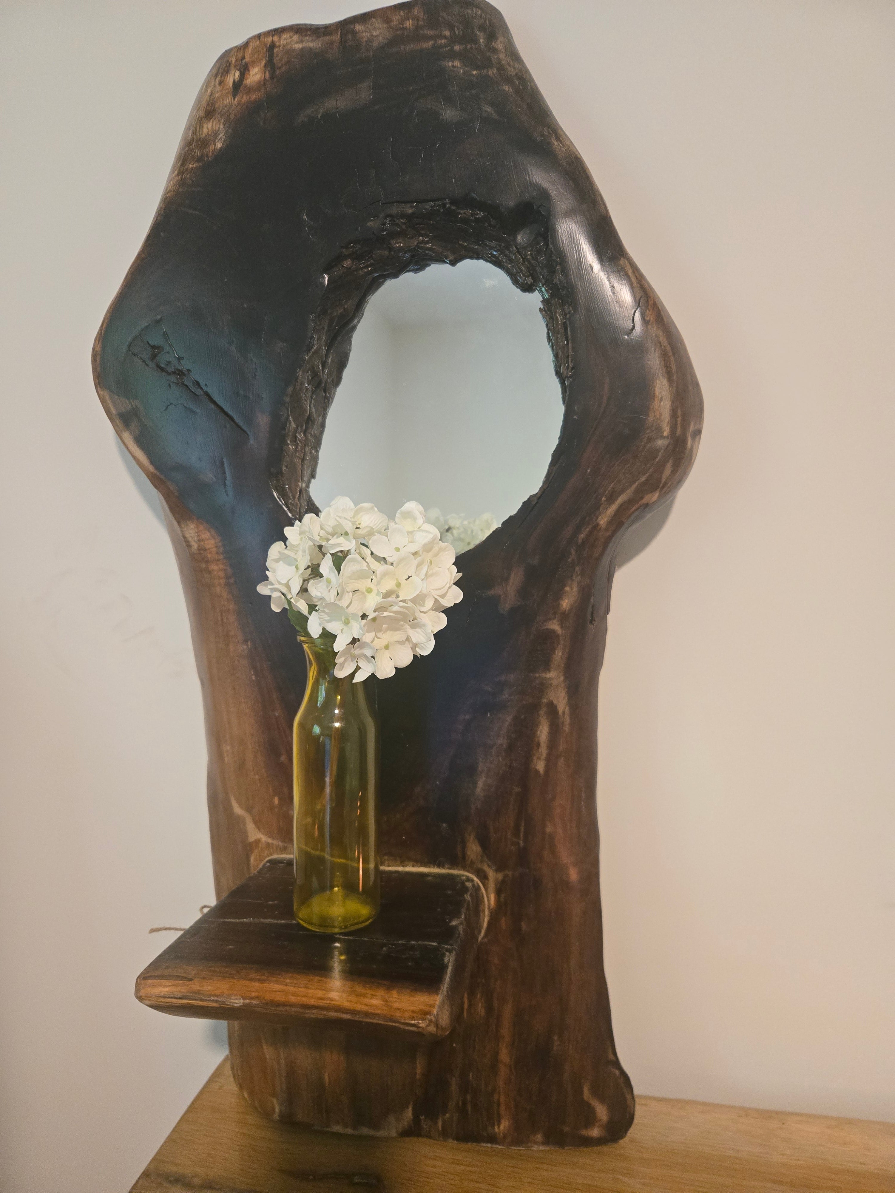 Black Walnut Mirror with Shelf