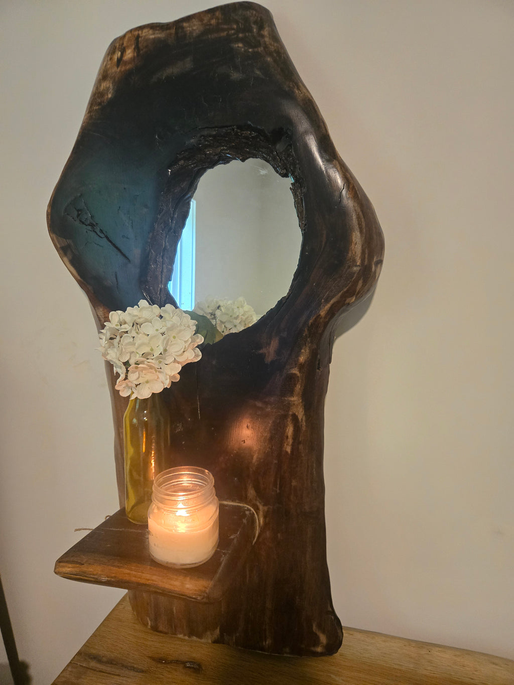 Black Walnut Mirror with Shelf