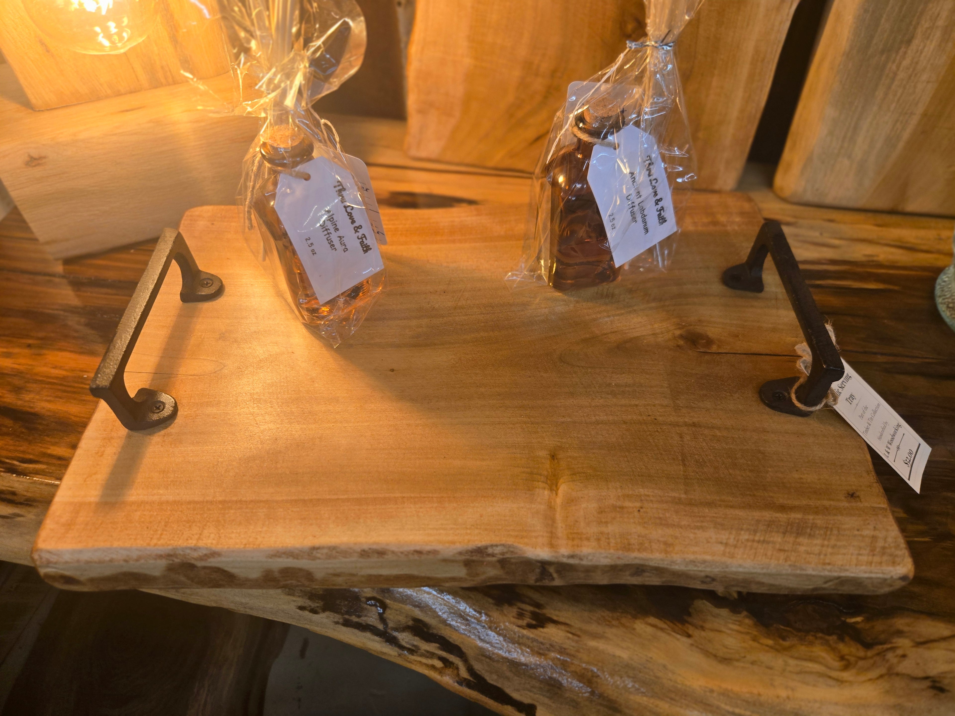 Rustic Coffee-Stained Wood Tray / Charcuterie Board