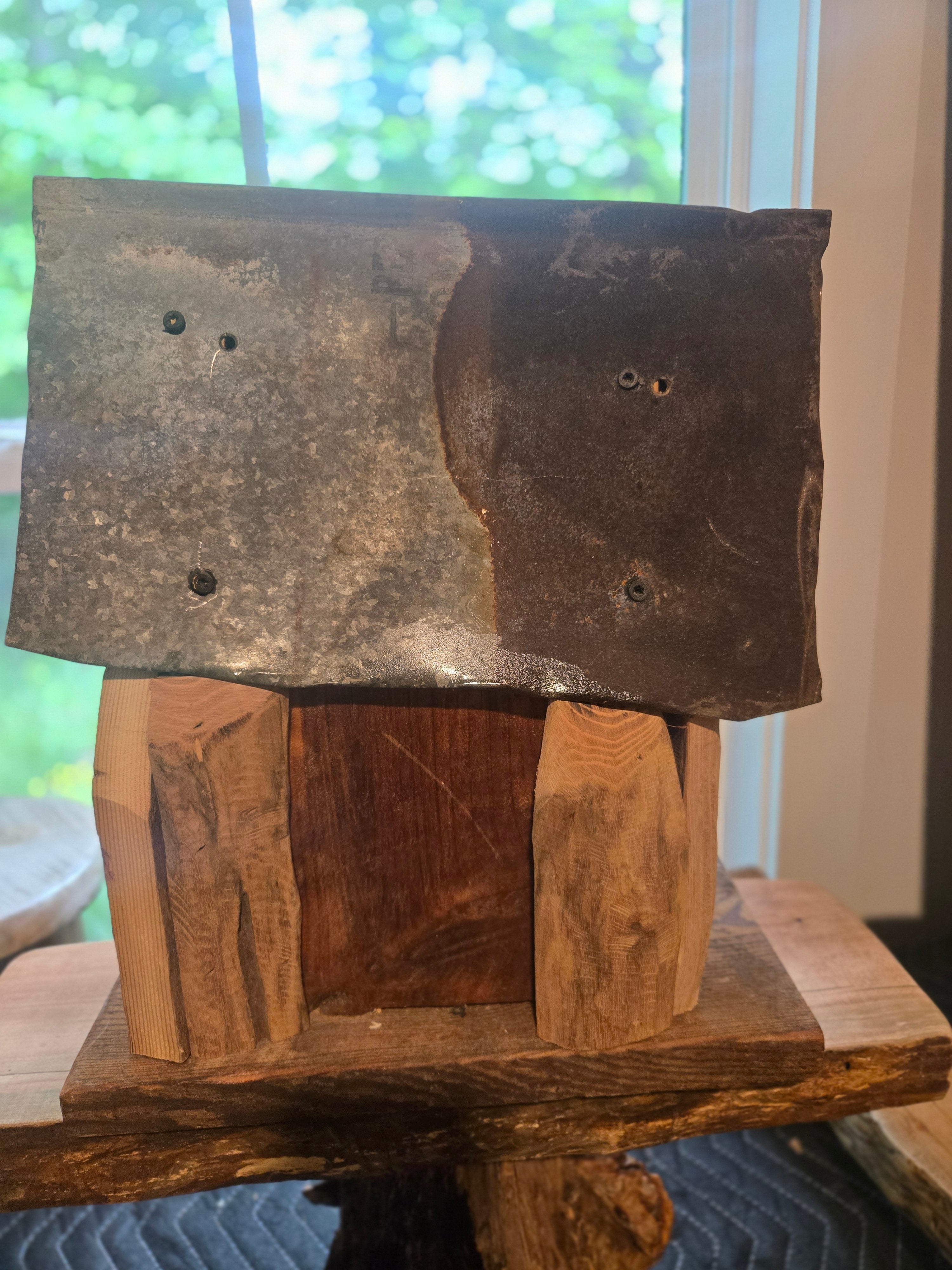 Rustic Cabin Birdhouse w/ Reclaimed Metal Roof – Handmade
