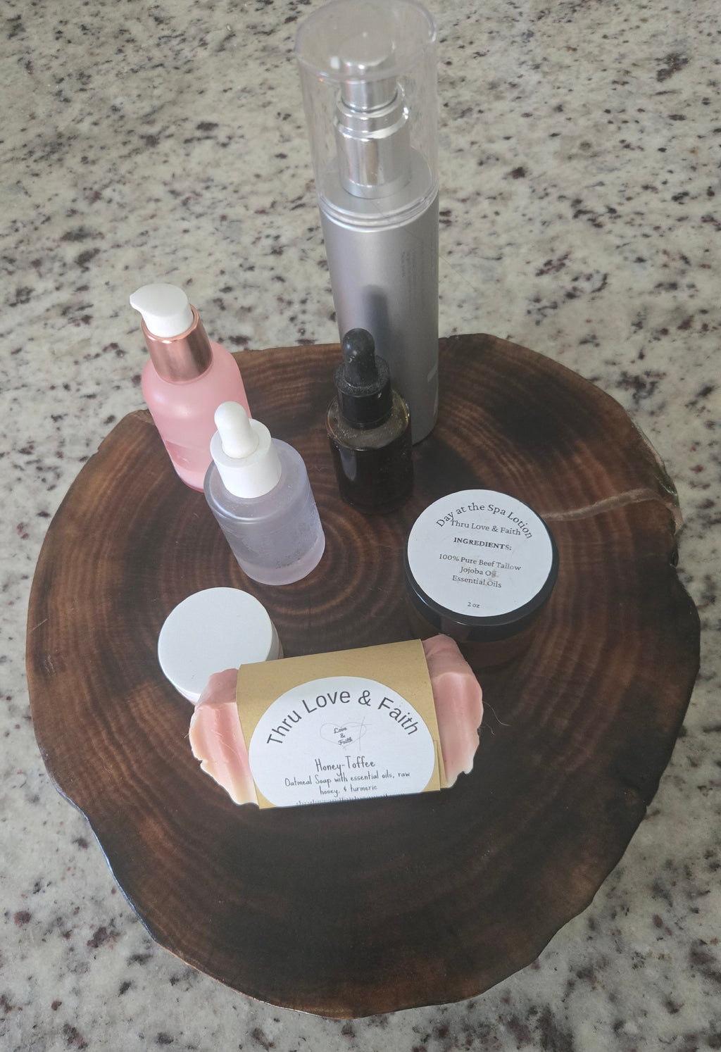 Riser with toiletires. Perfect for gift giving.